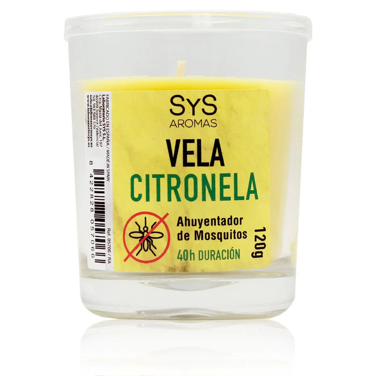 Citronella Anti-Muggen geurkaars 120g  40 uur SYS Aromas Labnatur Nederland